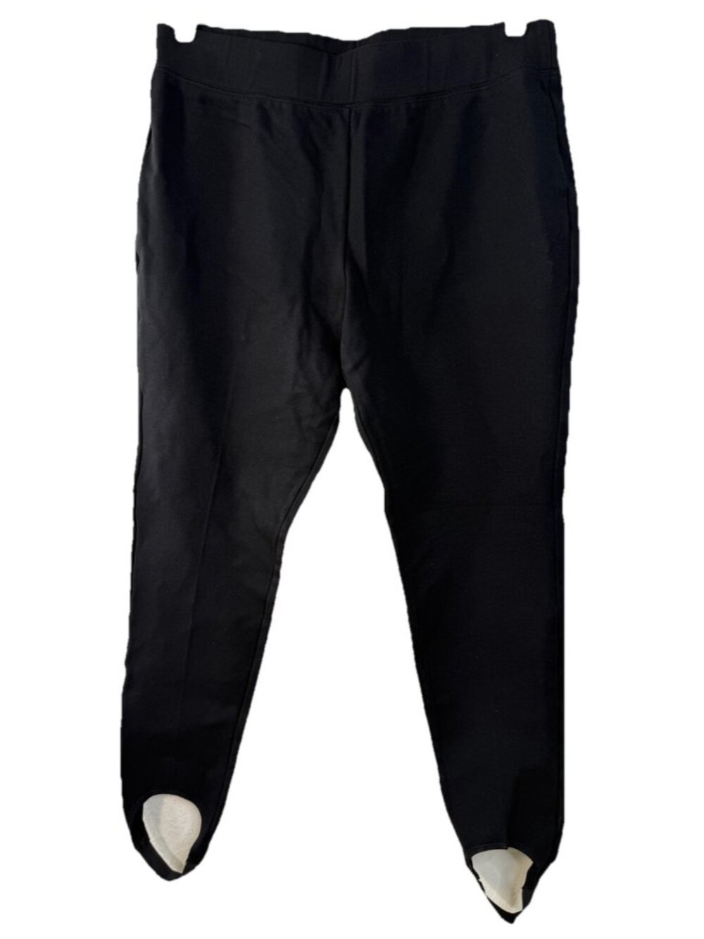 Chico's Sz 2 Short Large  (32x25) Knit Ponte Stirrup Pants Black EUC